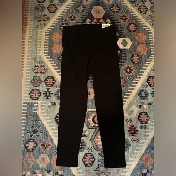 NWT Cotton Pink Victoria’s Secret Black Full Length Leggings - Picture 6 of 7